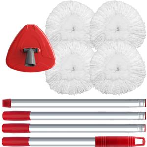 4 Pack Spin Mop Replacement Head Compatible with O-Cedar EasyWring 1 Tank, 30-58" Mop Handle Base and Microfiber Head Refills, Easy-to-Replace (White,1 Tank)