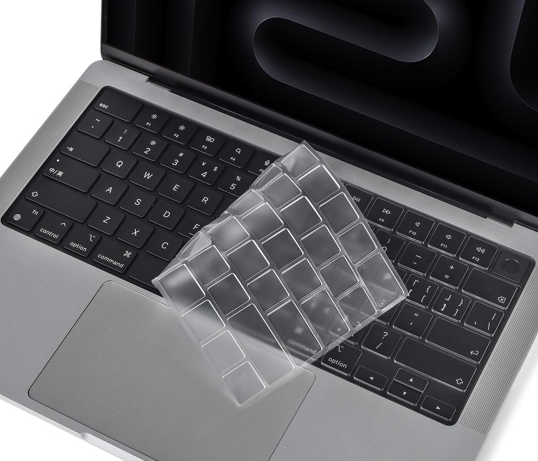 CaseBuy Premium Keyboard Cover for 2025-2023 MacBook Pro 14 16 inch M4 M3 Pro/Max Chip Liquid Retina Display & Touch ID Keyboard Protector Accessories -
Clear