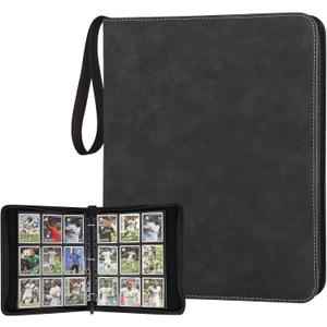 GERMUN 9 Pocket Card Binder, Premium Zip Trading Card Binder, 720 Double Sided Pocket PU Card Collection Binder, Collector Card Album, Card Folder for MTG, TCG, Sports Cards, Game Cards (Black1) (Marble Texture Black)