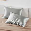 Bedsure Satin Pillowcase with Zipper, Similar to Silk Pillow Cases 2 Pack, Grey Satin Pillow Cases Queen Size Set of 2, Silky & Soft Pillow Covers for Hair and Skin, Gifts for Women Men, 20x30 Inches