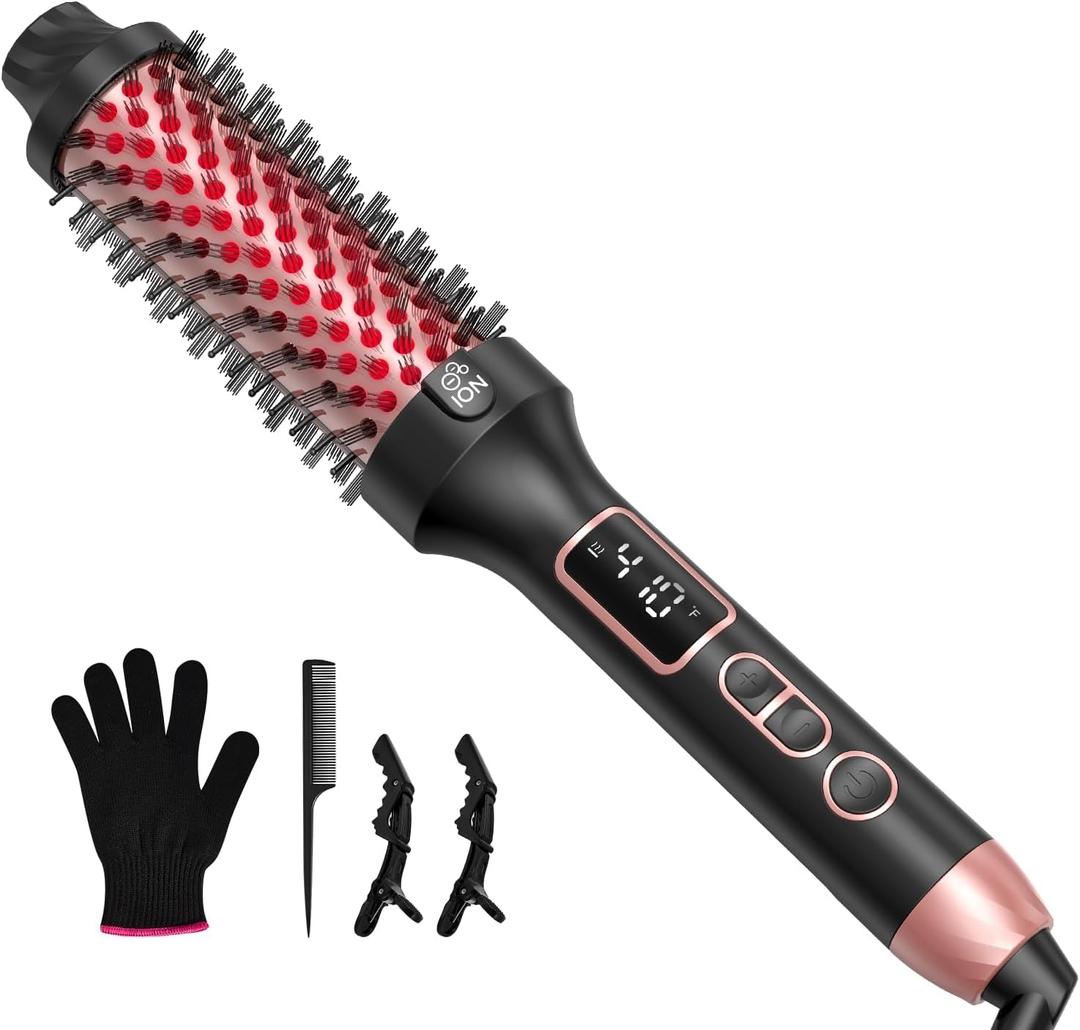 Infrared Thermal Brush for Blowout Look, 1.5 Inch Ionic Thermal Round Brush Makes Hair Smoother Get Natural Curls, Dual Voltage, Easy to Use, Gifts for Women