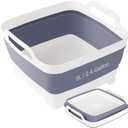 Collapsible Dish Basin & Sink Tub with Drain Plug – 2.4 Gal Baby Bottle Wash Basin, Bottle Washing Bin for RV, Camping, Kitchen | Collapsible Water & Bottle Basin (Grey)
