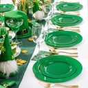 FLOWERCAT 60PCS Green Plates & St. Patrick's Day Plates - Heavy Duty Dark Green plates Disposable for St. Patrick's Party&Easter- Include 30PCS 10.25" Dinner Plates & 30PCS 7.5" Dessert Plates