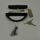 Patio Sliding Door Handle Set with Mortise Lock, Key Cylinder and Face Plate, Full Replacement Handle Lock Set Fits Door Thickness from 1-1/2" to 1-3/4", 3-15/16" Screw Hole Spacing, Black