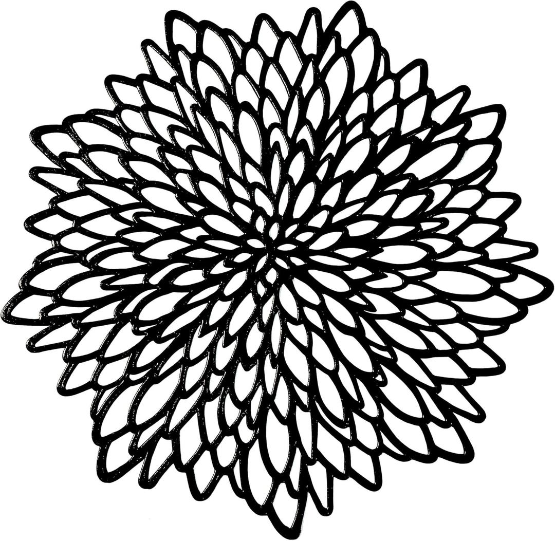 Snowkingdom Pack of 12 Black Placemats Washable Pressed Vinyl Laser Cut Dining Table Mats Round Floral Charger Decoration for Christmas Halloween Thanksgiving Wedding