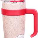40 OZ Tumbler with Handle & Straw, Insulated Beach Cups Coffee Mug with Lid, Hot and Cold Drinks Stay Long Time, Large Travel Coffee Cup, Beach Gifts for Adult(Blue Beach, 40 OZ)