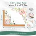 Cork Placemats Set of 6 Matching Coasters I Heat Resistant Place Mats for Dining Table 16" x 12", Cork Backed, Wipeable Pink Rose Design