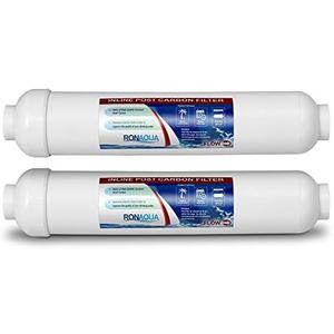 T33 Inline Coconut Grade Activated Carbon Pre/Post Membrane Filter for Taste and Odor Reduction WELL-MATCHED with AICRO, K2533JJ, FT15, IC-100A (Set of 2)
