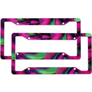 Pink Snake License Plate Frame 2 Pack Accessories Cars Decor 12.3 X 6.3 Inches for Men Women