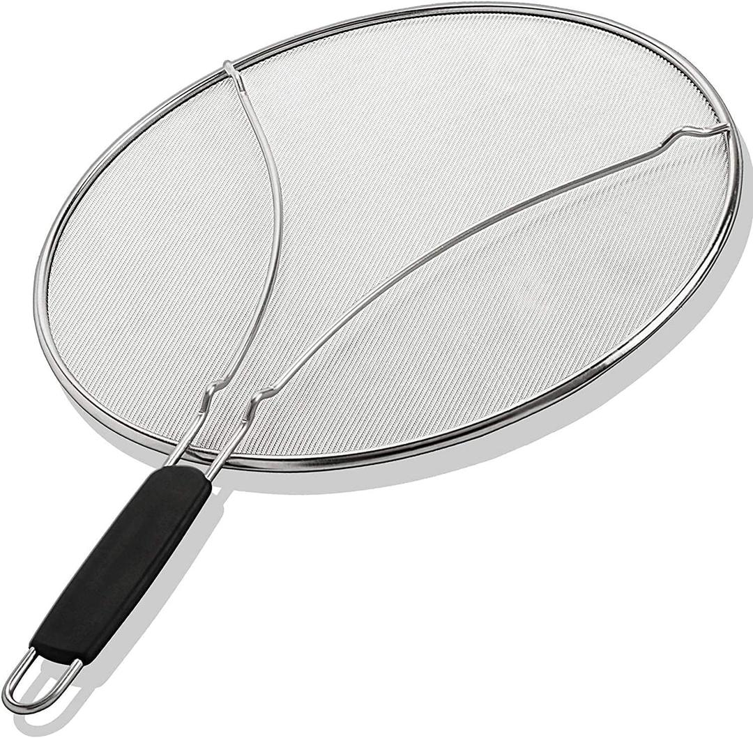 BergKoch Splatter Screen for Frying Pan - 13 Inch Stainless Steel Grease Splatter Guard - Cover Oil Splash when Sizzling Bacon, Cooking Fried Chicken or Popcorn (13 Inch)