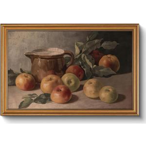 Gold Framed Wall Art Vintage Harvest Apples Still Life Canvas Art Farmhouse Fruits Picture Wall Decor Antique Prints Rustic Paintings Country Artwork for Bedroom Bathroom Living Room 16x24 Inch
