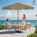 JEAREY 9 FT Patio Umbrella Outdoor, Table Umbrellas Market Umbrella w/Push Button Tilt/Crank, 8 Sturdy Ribs(Tan)