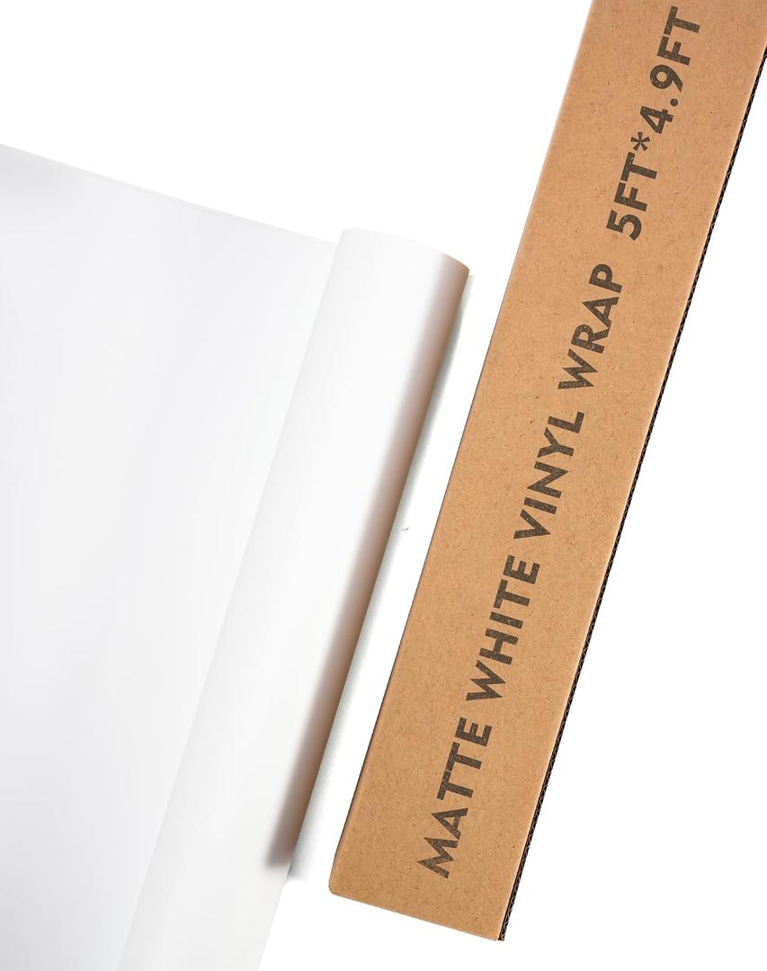 Matte White Vinyl Wrap Film for Cars, 5ft x 4.9ft Car Vinyl Wrap Roll for Car Body Protection, Scratch Resistance with Air Release Technology (Matte White)