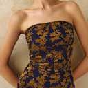 BTFBM Women Spring Dresses 2025 Elegant Wedding Guest Dresses Bodycon Tube Maxi Dress Split Floral Cocktail Dress (XL)