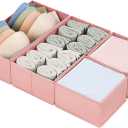 DIMJ Drawer Organizers for Clothing, Set of 6 Dresser Drawer Organizers, Fabric Closet Organizers and Storage, Drawer Dividers for Baby Clothes, Socks, Belt, Tie (Pink)