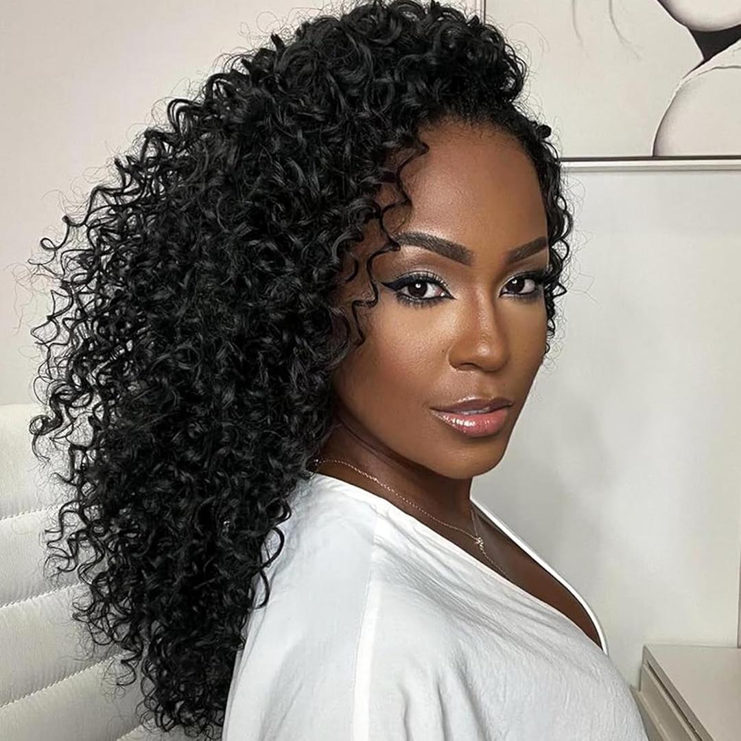 Union Beauty GoGo Curl Crochet Hair 8 Packs Black Water Wave Crochet Braids 10 Inch Short Curly Crochet Hair for Women Beach Curl Deep Twist Crochet Braids Synthetic Hair Extension 1B#
