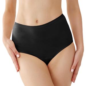 Washable Incontinence Underwear for Women 2 oz Leak Proof Absorbent Briefs for Postpartum Bladder Leakage Pack of 1 (Black, XL)