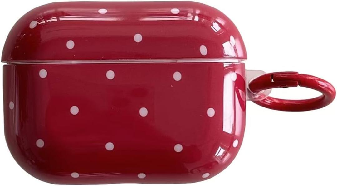 White Polka Dot Red Case with Lock for Airpods Pro 2 Gen,Vintage Aesthetic Pattern Stylish Luxury Trendy Retro Girls Women Protective Cover for Airpod Pro 2 Genetatio