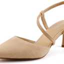 BCTEX COLL Women's Kitten Heel Slingback Closed Pointed Toe Low Stiletto Heels Comfortable Party Wedding Work Dressy Pumps Shoes (Beige)