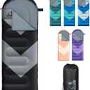 Sleeping Bag for Adults, Girls, Boys - 3 Season Warm & Cool Weather Lightweight Waterproof Camping Bag for Hiking, Outdoor Travel (black)