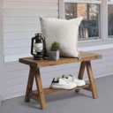 Solid Wood Bench, 30" Farmhouse Entryway Bench for Living Dining Room, Rustic Storage Bench Seat for Indoors, Natural