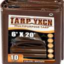 Brown Tarp 6x20 Feet, 10 Mil Thick Waterproof Poly Tarps Cover UV Resistant, Rip & Tear Proof with Metal Grommets Every 20 Inches