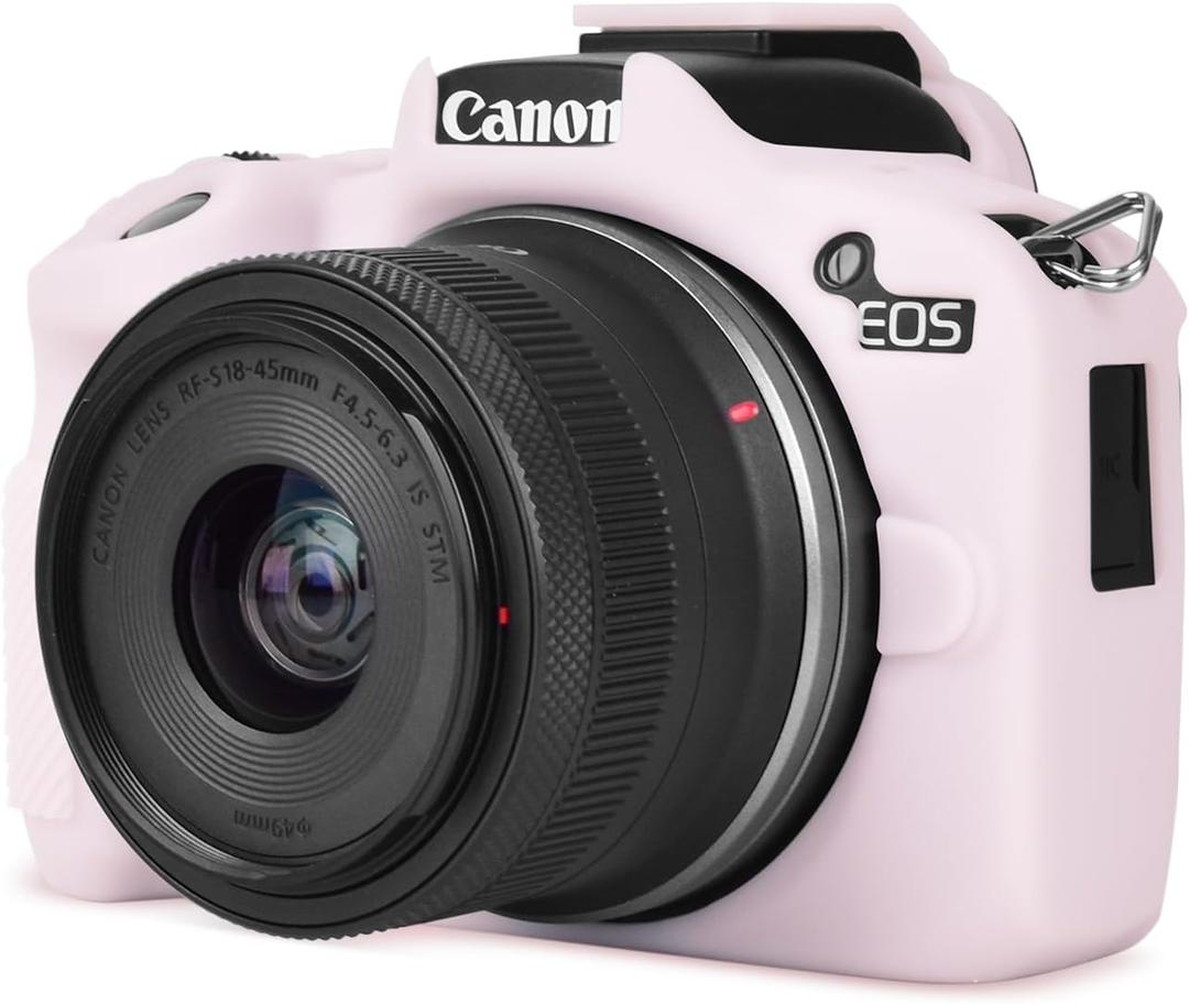 Rieibi EOSR50 EOS R50 Case, Soft Silicone Protective Case for Canon EOS R50 EOSR50 Vlogging Camera, Lightweight EOS R50 Camera Case Cover Grip Body Skin - Light Pink