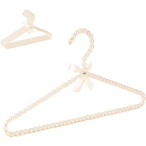 5 Pack Pearl Hangers, Elegant Bride Hanger for Wedding Dress, Cute Bridesmaid Clothing Hangers with Ribbon Bowknot (White)