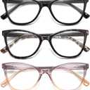 LKEYE Reading Glasses Women Cat Eye Blue Light Computer Readers Stylish Spring Hinge Designer Fashion Cute Eyeglasses LK6094, +1.75