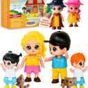 FUNERICA Dollhouse Family Figures & Pets  Poseable Family Dolls Set  Miniature Dollhouse People - Compatible Doll House Accessories for 1:12 & 1:24 Wooden & Plastic Dollhouses + Bonus Figures
