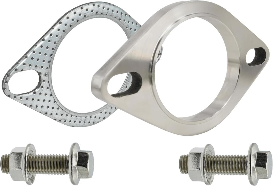 2.5 Inch 2-Bolt Exhaust Flange Connection Kit, 63mm Flange and Gasket for Exhaust Turbo Downpipe Catback Headers Stainless Steel