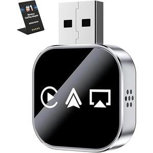 3 in 1 Wireless Carplay Adapter, Car Screen Mirroring Converter, 2026 Upgrade Mirror iOS Phone for iPhone/Airplay/Apple/Android, Bluetooth Auto Link, Wired to Wireless, Plug & Play (for iPhone)