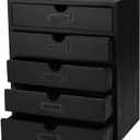 Wooden Storage Box with 5 Drawers Apothecary Drawers Vintage Wooden Drawers Wood Desktop Organizer with Drawers Countertop Drawers Library Card Catalog Cabinet Apothecary Cabinet BLACK