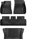 3W All-Weather TPE Floor Liner - Full Set Black Floor Mats and Cargo Liner Mat Custom Fit for Tesla Model 3 2021-2023