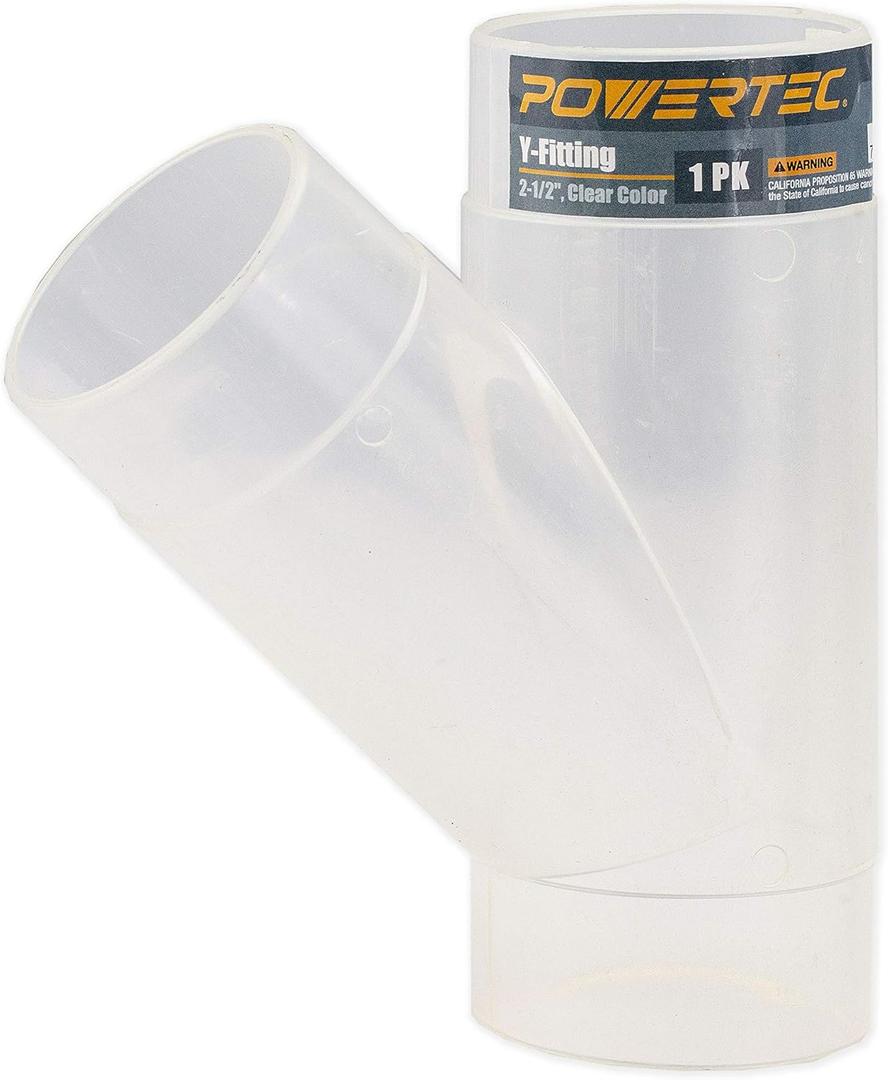 POWERTEC 2-1/2 Inch Clear Y Fitting for 2-1/2 Inch Dust Collection Hose, 2 1/2 Inch Dust Collection Hose Connector Fittings for Dust Collection System, 1 pack (70228)