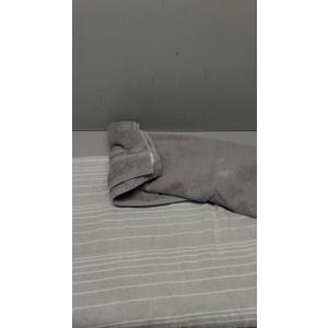 Two Gray Towels One Dark Dray And The Second One Light Gray With White Stripes 30x70 Inches