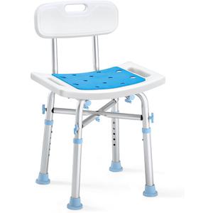 OasisSpace Heavy Duty Shower Chair with Back 500lb, EVA Padded Bath Seat with Height Adjustable Tube- Medical Tool Free Anti-Slip Shower Bench Bathtub Stool for Elderly, Senior, Handicap & Disabled