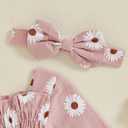 FOMOYUU Newborn Baby Girl Romper Fall Long Sleeve Square Neck Smocked Flower Print Clothes Outfit with Headband (Pink)