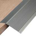 Hrokz 4 inch Floor Transition Strip Threshold Ramp Aluminum, 36'' Thresholds Reducer for Doorways Wheelchair Tile Wood Floors, Extra Wide Metal Grey Entry Door Edge Trim Flute