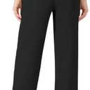 keriffe Linen Casual Pants for Women High Waist Elastic Summer Beach Vacation Outfits with Pockets (Black, M)
