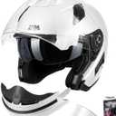 LEM Modular Motorcycle Helmets for Adults, Full Face Motorcycle Helmets for Women, Detachable Chin Guard, DOT Approved, Anti-Fog PINLOCK & DVS Dual Vision, Double D Lock, QUICK Series(White, XX-Large)