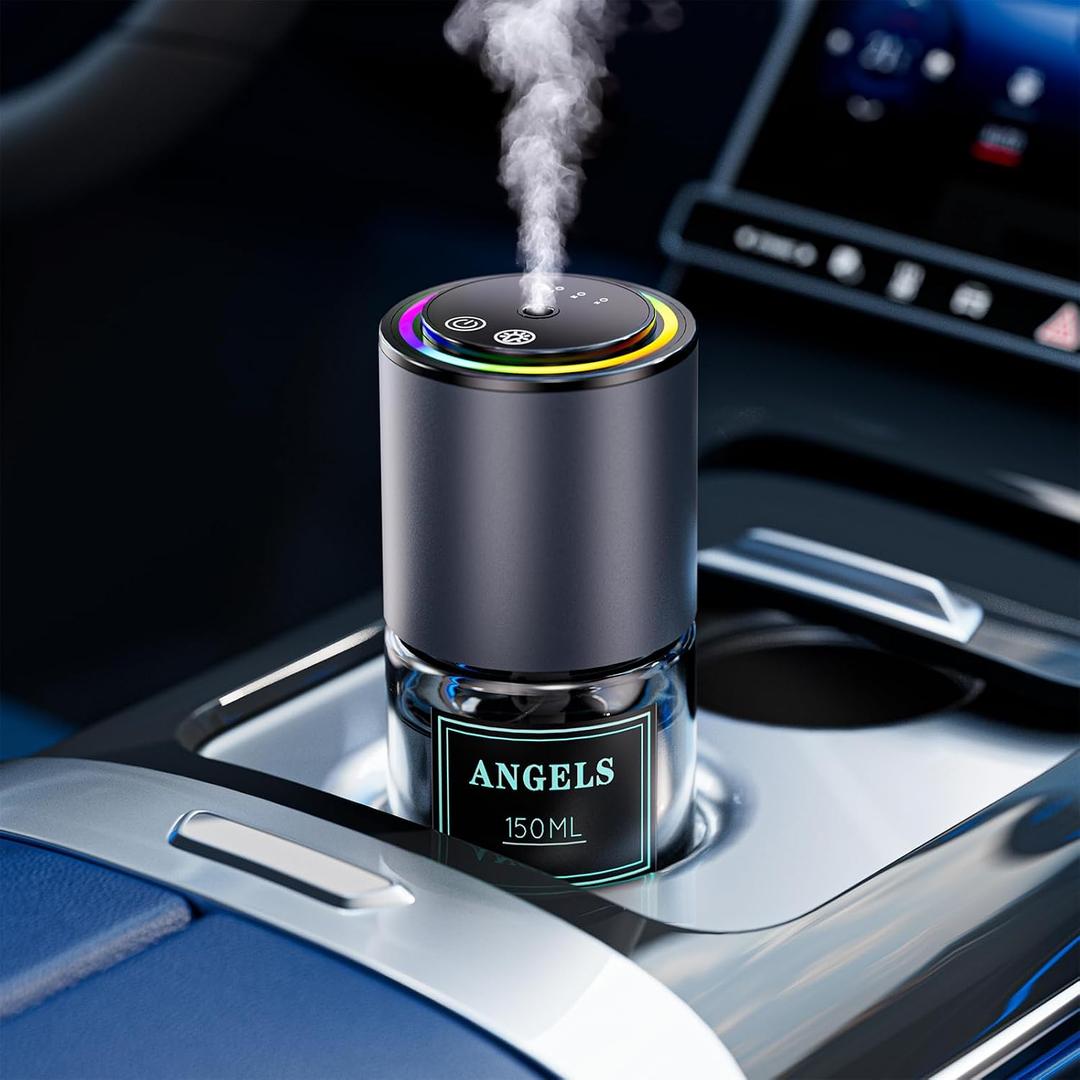Car Air Freshener Diffuser,Smart Car Air Freshener 150ml Capacity for 6 Months,RGB Music Syncing Light,Auto On/Off,Suitable for Cars,Offices (Angel)