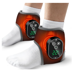BETOLEAN 2PCS Cordless Ankle Heating Pads, Foot and Ankle Massager with Heat, Rechargeable Heated Foot Brace Wrap, 3 Vibration and 4 Heating Modes