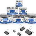 BainGesk 210 PCS Binder Clips Paper Clamps Assorted Sizes, Metal Paper Binder Clips, Black Binding Paperwork Clamp Bulk, 6 Sizes in 6 Boxes, School, Office Supplies