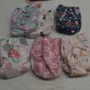 babygoal Reusable Cloth Diapers 6 Pack+6pcs Rayon from Bamboo Inserts+Wet Bag, One Size Adjustable Washable Pocket Nappy Covers for Baby Girls and Boys 6FG38 (Rabbit & Bear)