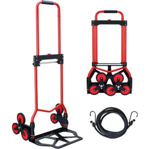 Stair Climbing Dolly Cart,Stair Climbing Hand Truck Dolly with Telescoping Handle and Stairs Wheels,330 LB Capacity Heavy Duty Folding Hand Truck for Stairs,Moving,Office (Red)