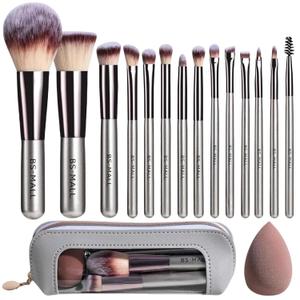Travel Makeup Brush Set BS-MALL 14 Pcs with 1 Pcs Makeup Sponge  Essential Foundation Powder Concealers, Eye Shadows, Blush Makeup Brushes with Travel Makeup Case (Champagne)