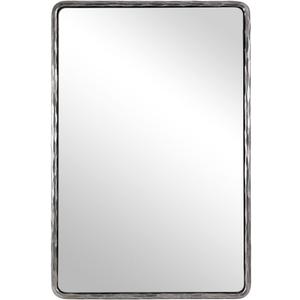 ANDY STAR Hand-Forged Silver Bathroom Mirror for Wall, 24x36 Inch Vintage Solid Steel Metal Frame Bathroom Vanity Mirror, Antique Rounded Rectangle Wall Mirror, Hangs Horizontally or Vertically