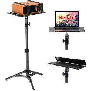 Projector Stand Tripod, Laptop Tripod Stand, Foldable Portable Projector Floor Mount, Height Adjustable from 17.7" to 45.2", with Folding Plate, Capacity 22lb, for Outdoor Movies, Home, Office