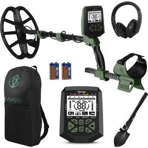 Metal Detector for Adults,12" IP68 Waterproof Search Coil with High Accuracy System,Advanced DSP Chip Technology,5 Modes with LCD Backlit Display for Beach Hunting&Jewelry Finding (Green)